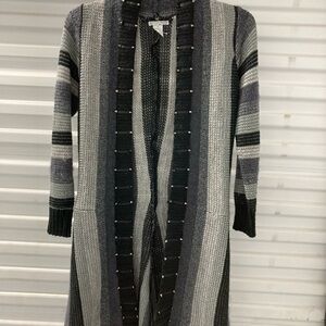 Alberto Makali Gray and Black Cardigan Sweater